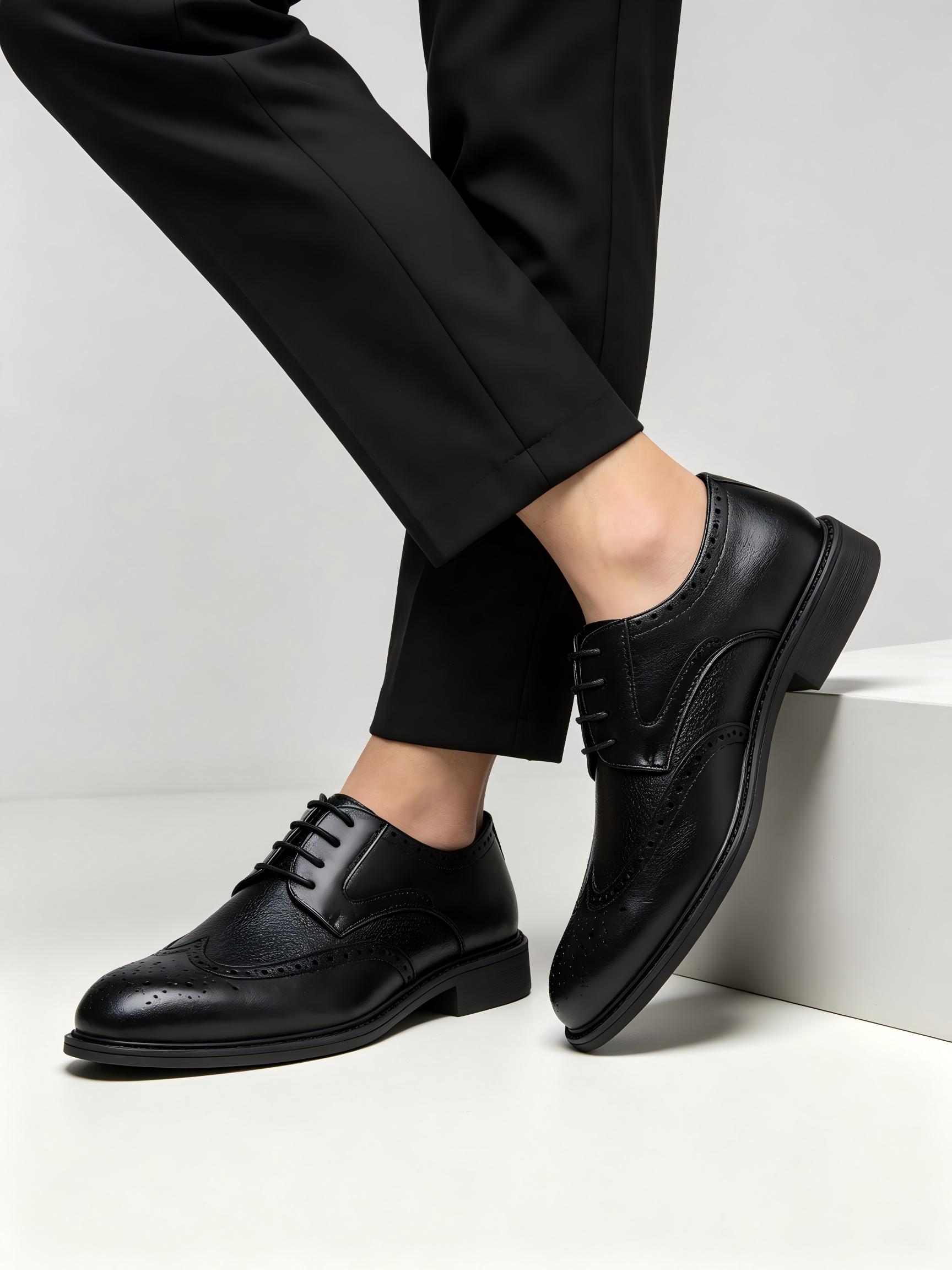 Leather Work Oxfords - 데사이 남성용 플리스 안감 윙팁 브로그