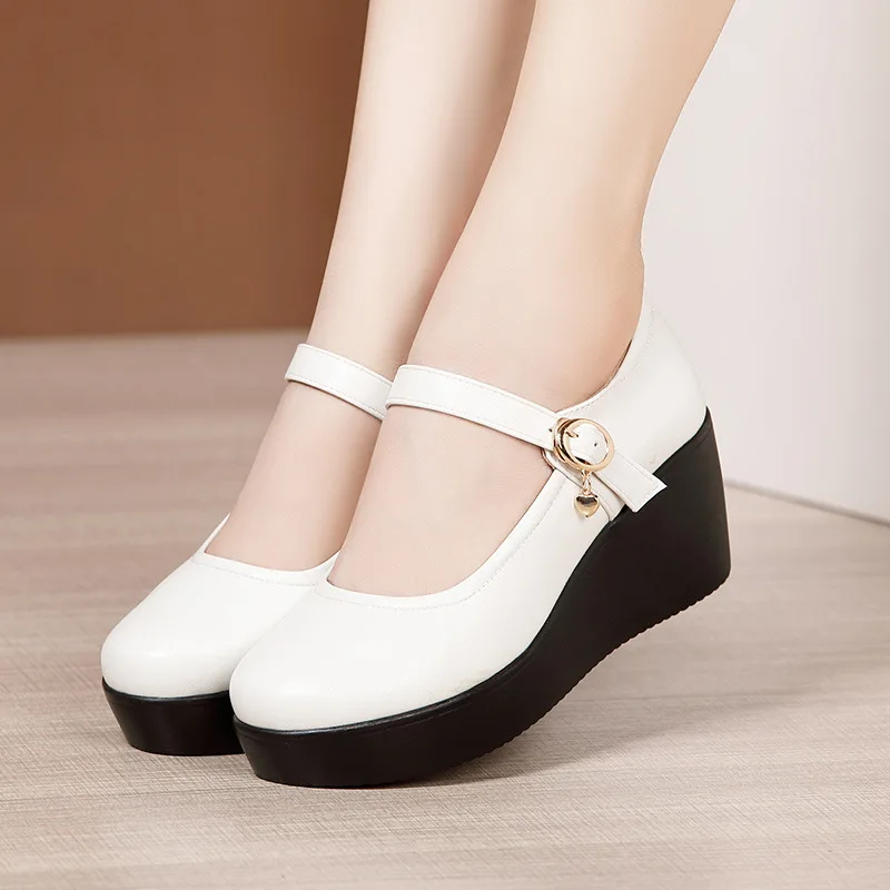 Leather Work Flats Women - 6cm 작은 사이즈 32-43 빈티지 얕은