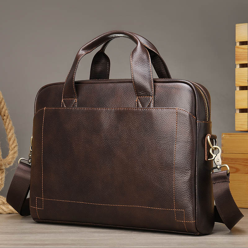 Leather Work Bag Laptop - Luufan 남성용 부드러운 비즈니스 서류 가방,