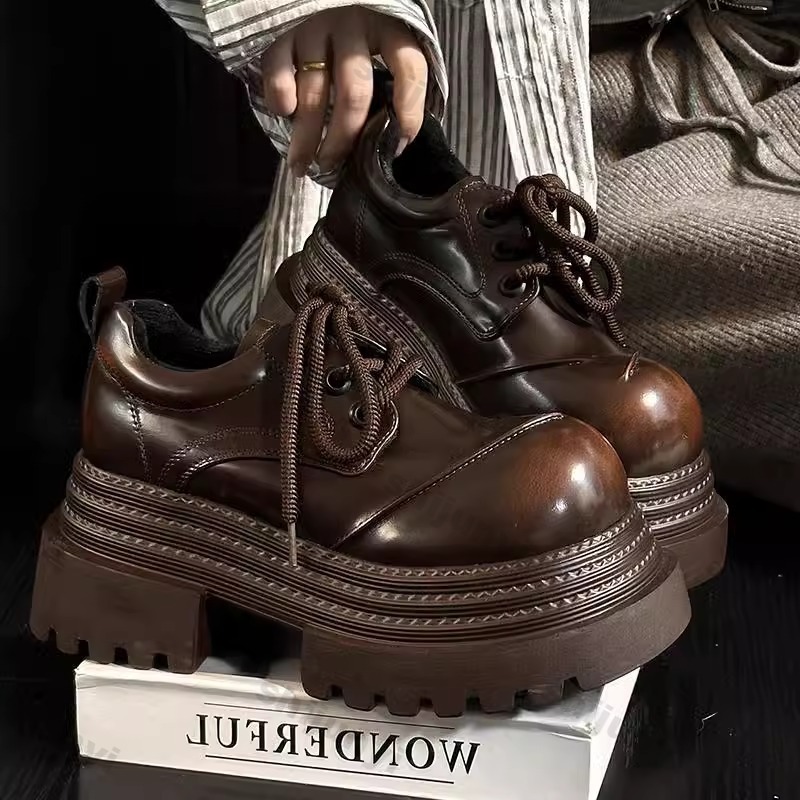 Leather Work Oxfords - 여성 레트로 로퍼 2025 봄 새로운