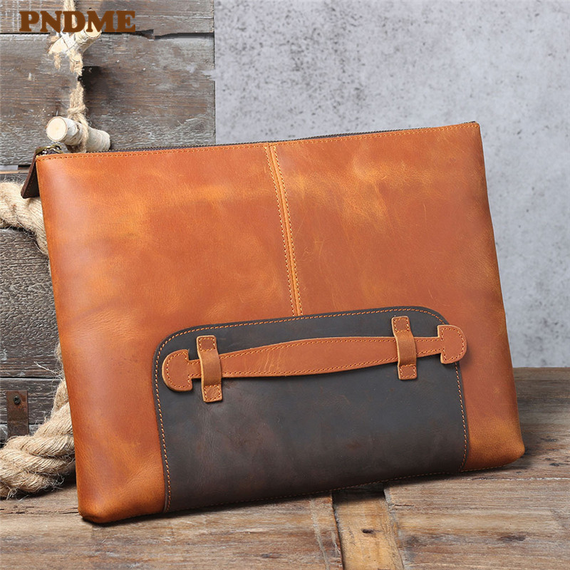 Leather Work Bag Laptop - 빈티지 수제 천연 가죽 대용량 남성