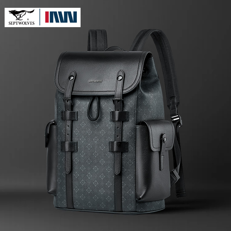 Leather Work Rucksack Mens - Septwolves 고품질 비즈니스 인쇄 가죽 배낭