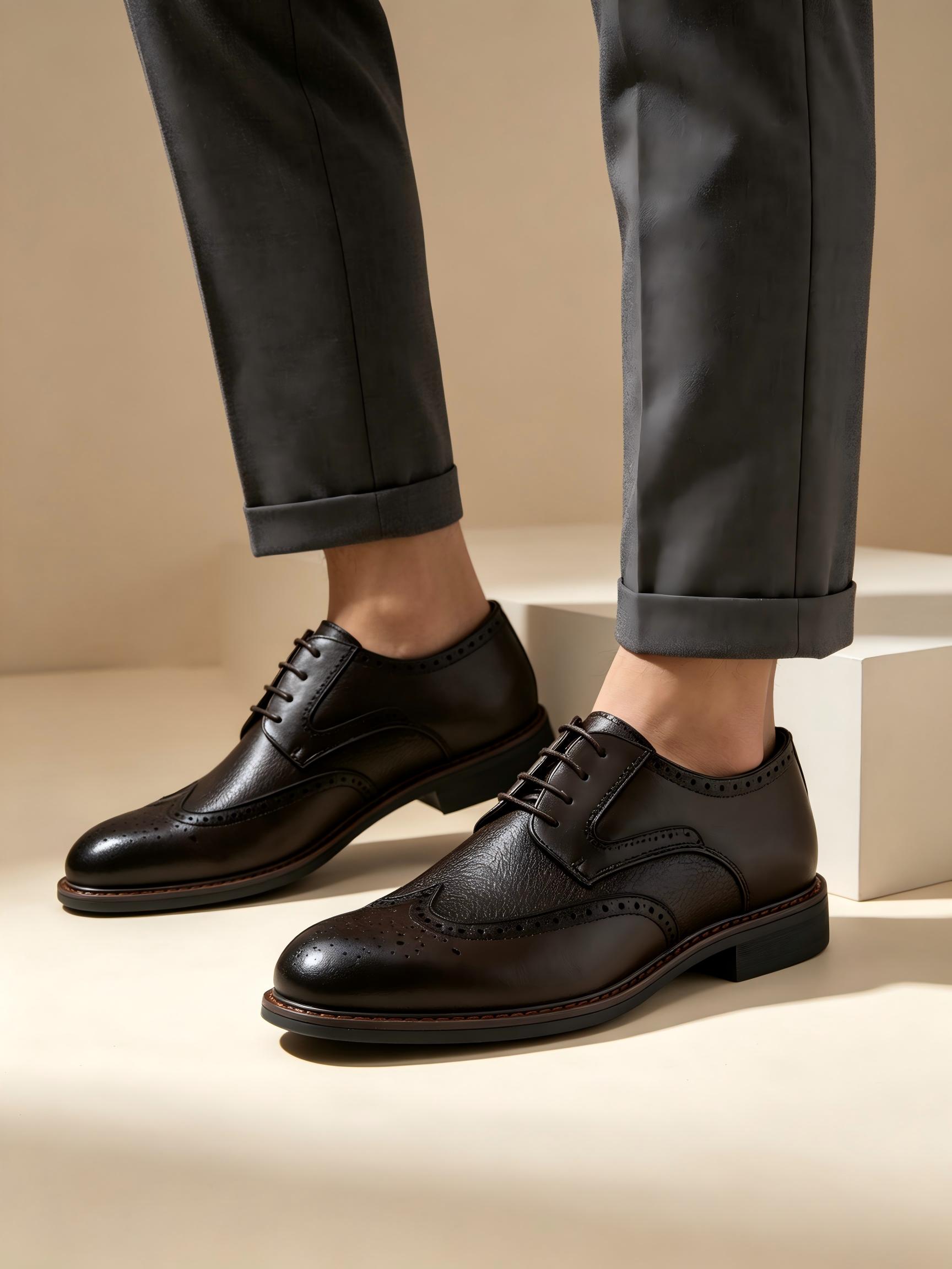 데사이 남성용 플리스 안감 윙팁 브로그 옥스퍼드 슈즈, - Leather Work Oxfords 리뷰 및 가격