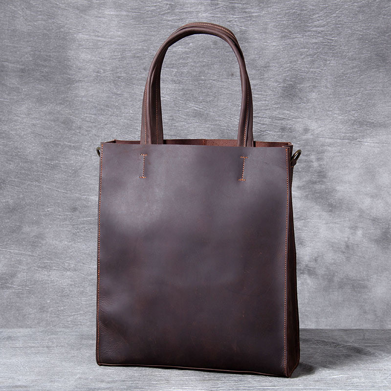 빈티지 정품 가죽 남성 핸드 토트 백 간단한 미친 말  - Leather Work Bag Laptop 리뷰 및 가격