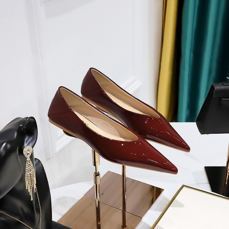 패션 여성 1cm 로우 힐 작업 플랫 여성 특허 가죽  - Leather Work Flats Women 리뷰 및 가격