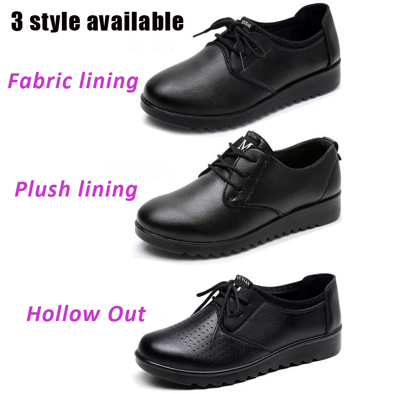 솔리드 블랙 옥스포드 슈즈 여성 작업용 가죽 웨지 플랫 - Leather Work Flats Women 리뷰 및 가격