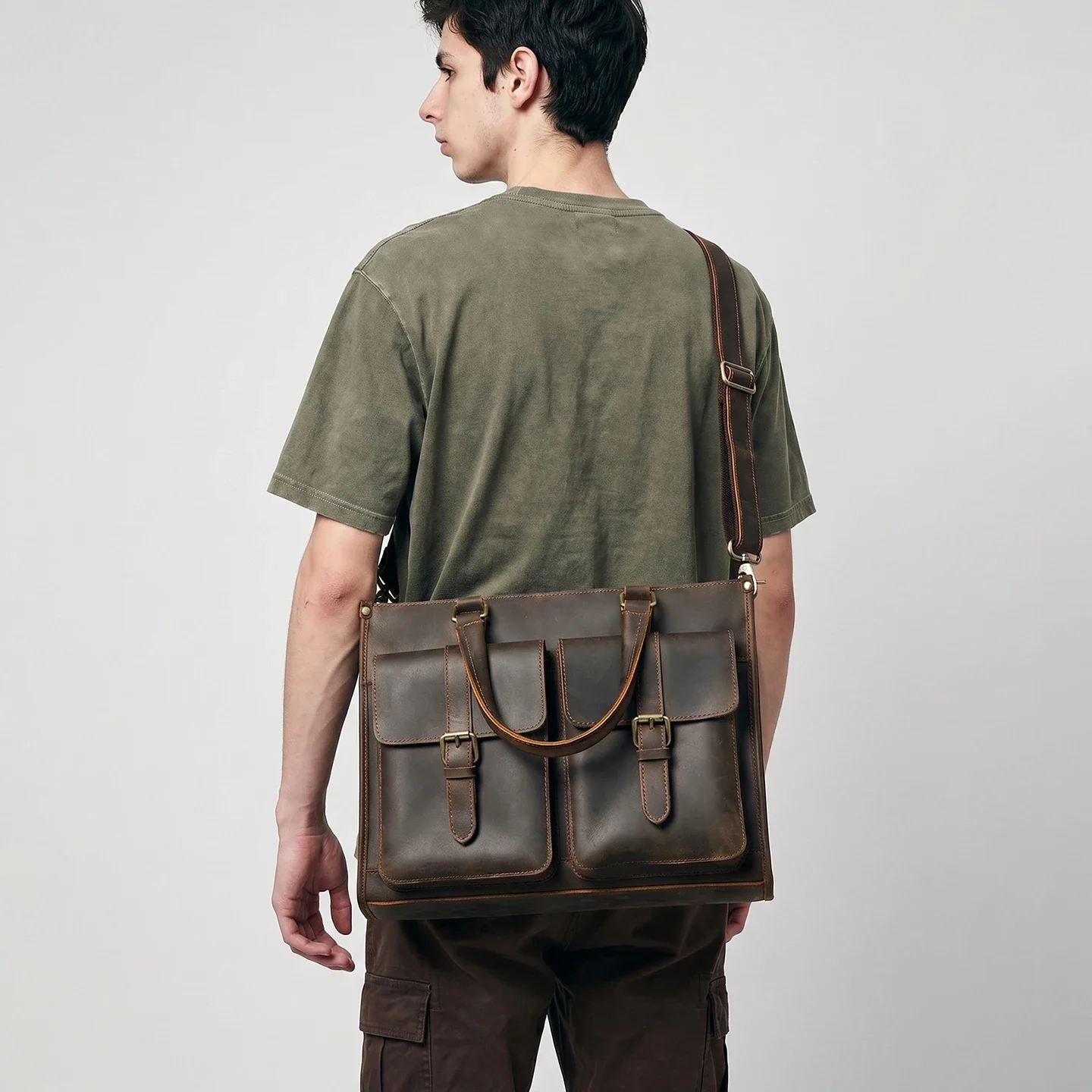 빈티지 정품 가죽 남성 크로스바디 숄더 브리프케이스 크 - Leather Work Bag Laptop 리뷰 및 가격
