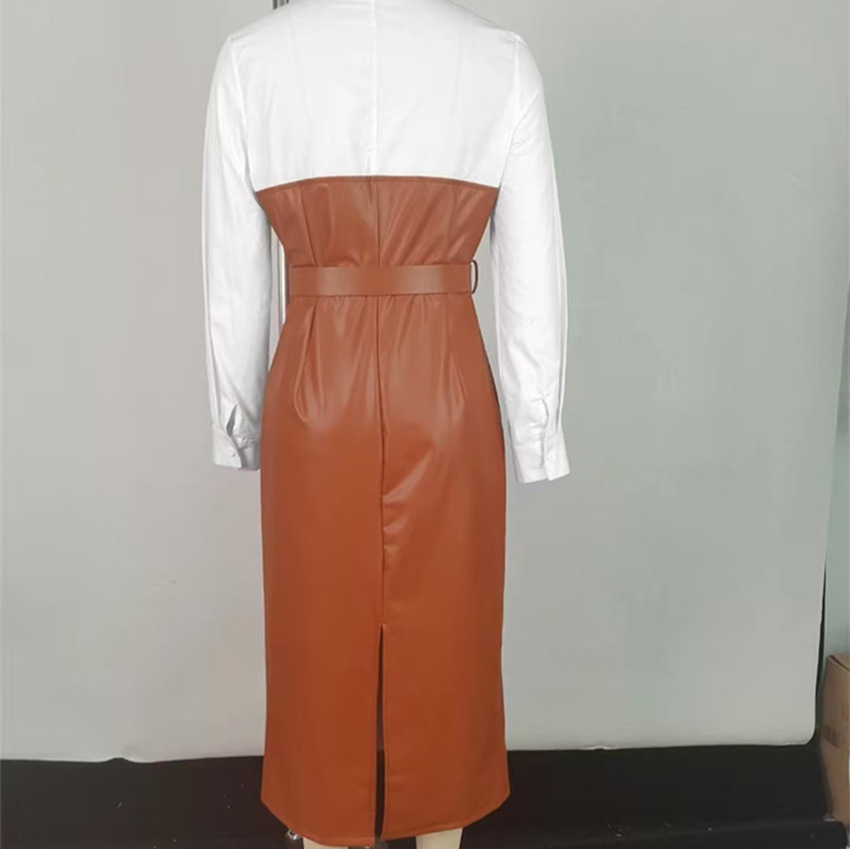 여성용 인조 가죽 소재의 중간 길이 드레스, 긴 소매, - Leatherwork Midnight 리뷰 및 가격