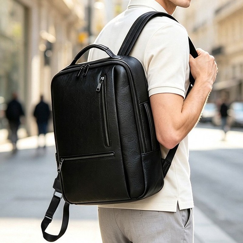 남성용 검은색 천연 가죽 노트북 백팩, 소가죽 소재의  - Leather Work Rucksack Mens 리뷰 및 가격