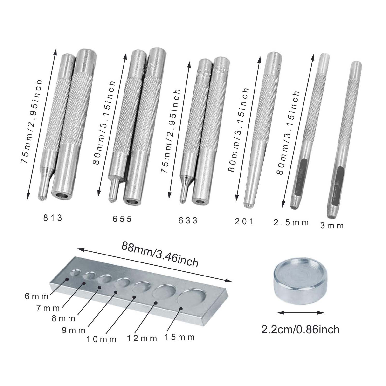 11개 스냅 리벳 세터, 가죽 공예 작업 도구, DIY - Leatherwork Rivet Setter 리뷰 및 가격