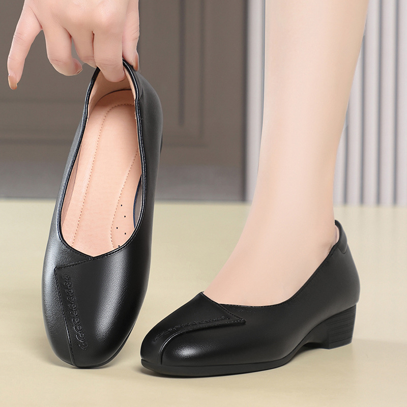 3cm 통기성 좋은 편안한 얕은 굽 부드러운 가죽 플랫 - Leather Work Flats Women 리뷰 및 가격