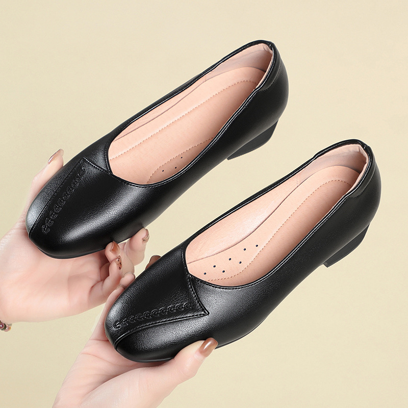 3cm 통기성 좋은 편안한 얕은 굽 부드러운 가죽 플랫 - Leather Work Flats Women 리뷰 및 가격