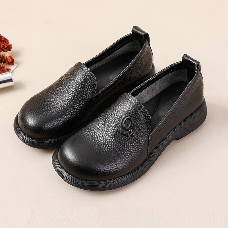 2025 천연 가죽 로퍼 여성용, 레트로 라운드 토 미 - Leather Work Flats Women 리뷰 및 가격
